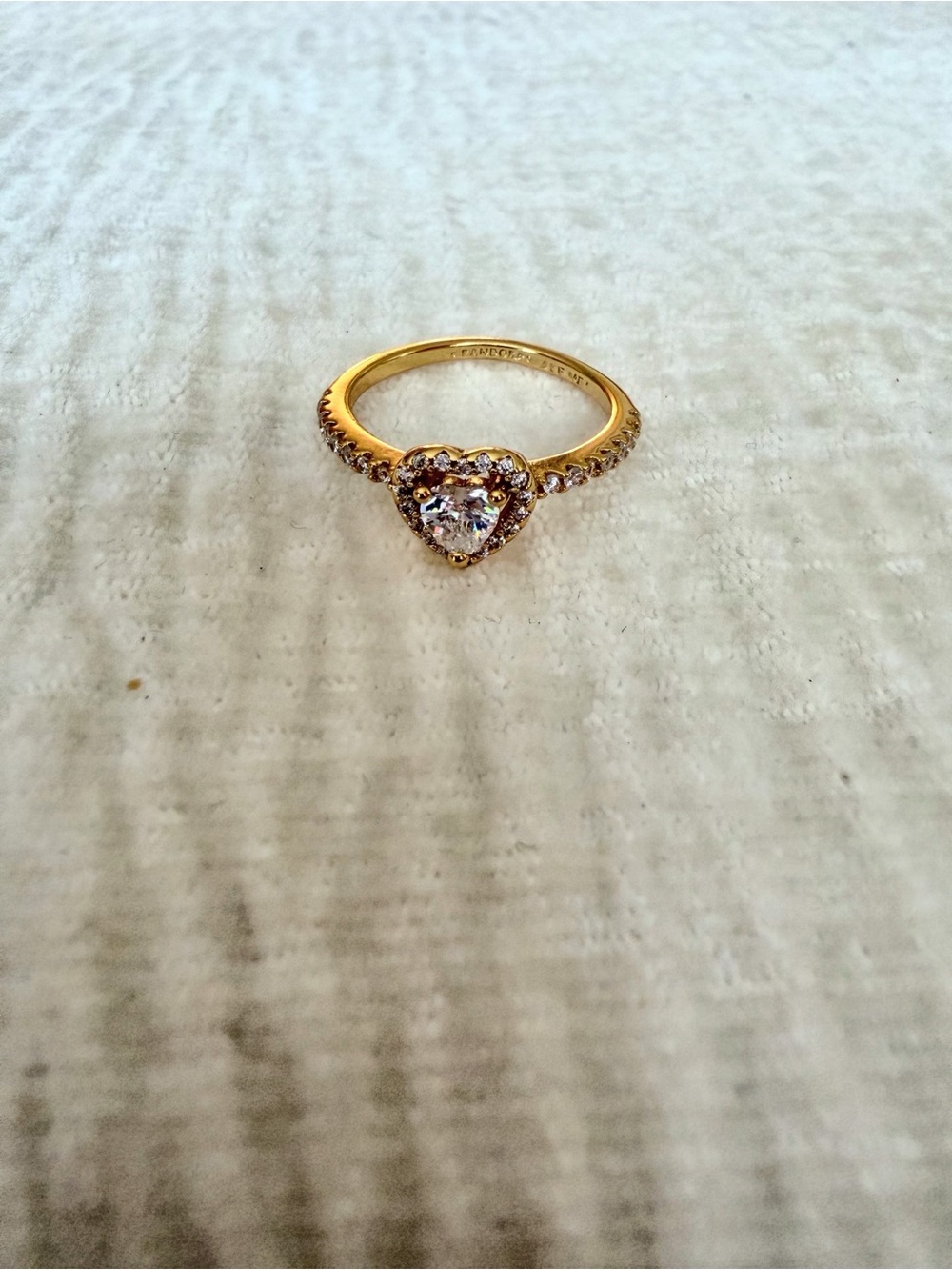 Pandora Elevated Heart Ring 14 k gold plated size 7